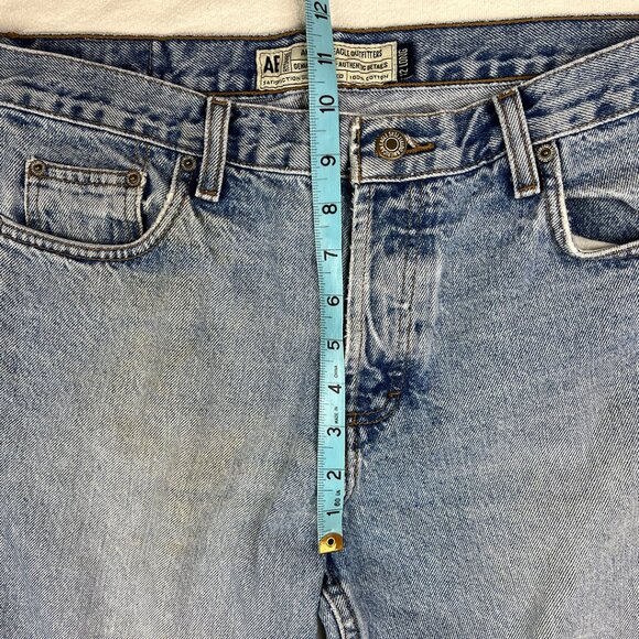 American Eagle Rigid Denim Blue Jeans Size 12 Long Light Wash Distressed Vintage - Picture 15 of 16